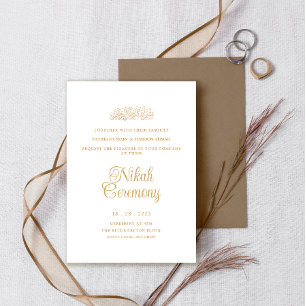 Invitation Cérémonie minimaliste blanche moderne Nikah Mariag