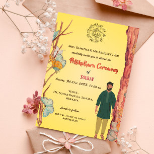 Invitation Cérémonie Pellikuthuru du marié hindou sud-indien