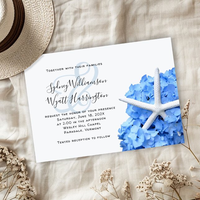 Invitation Cérémonie simple Starfish Blue Hydrangea (Créateur téléchargé)