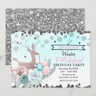 Invitation Cerf Argenté Hiver ONEderland 1er anniversaire