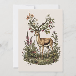 Invitation Cerf aux fleurs sauvages 