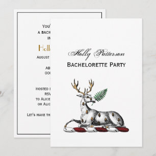 Invitation Cerf avec fougère emblème de crête héraldique