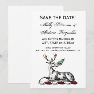 Invitation Cerf avec fougère emblème de crête héraldique