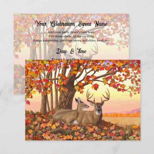 Invitation Cerf blanc en automne Nouvelle-Angleterre Couleurs (Devant / Derrière)