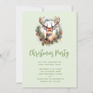 Invitation Cerf brun avec bois Noël rustique