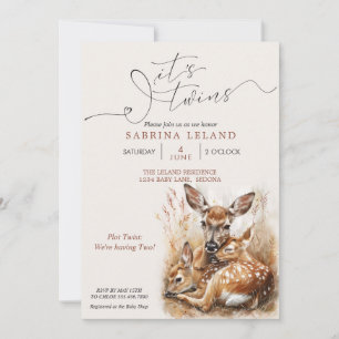 Invitation Cerf d'aquarelle rustique et crevettes jumelles
