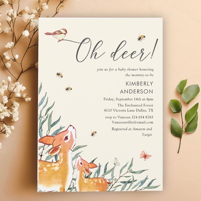 Invitation Cerf de maman et cerf de bébé Baby shower doux (Créateur téléchargé)