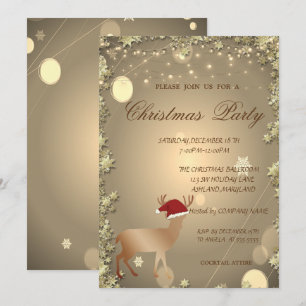 Invitation Cerf de Noël élégant Chapeau de Père Noël, Fête de