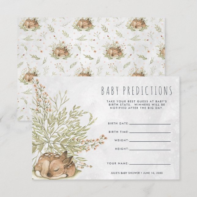 Invitation Cerf des Bois | Jeu de devinette pour Baby Shower (Devant / Derrière)