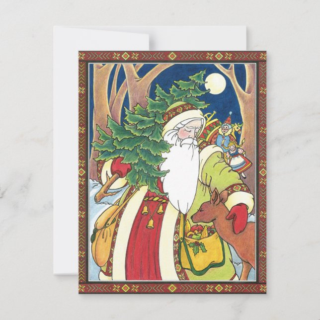 Invitation Cerf du Père Noël dans la forêt, fête de Noël (Devant)
