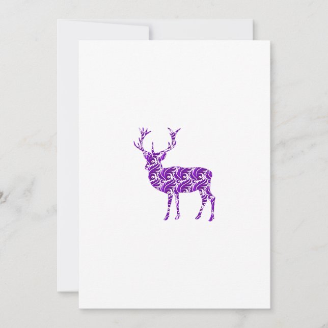 Invitation Cerf élégant en damas violet (Devant)