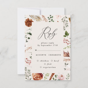 Invitation cerf en terre cuite floral élégant mariage rustiqu
