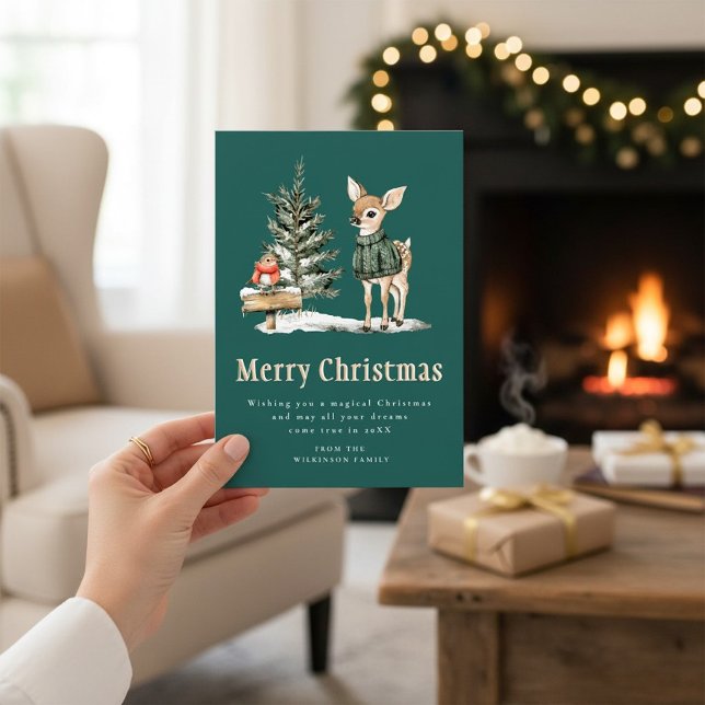 Invitation Cerf Envoûtant Forêt de Noël enneigée (Créateur téléchargé)