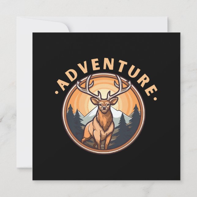 Invitation Cerf - Faune - Camping - Aventure (Dos)