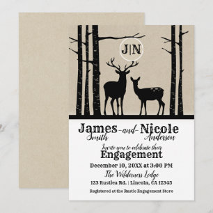 Invitation Cerf Femelle Biche Cerf Bouleau Noir Engagement Ru