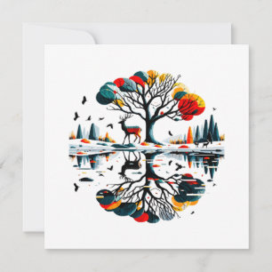 Invitation Cerf majestueux dans la forêt enneigée d'hiver