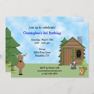 Invitation Cerf mignon, Animaux des bois et Anniversaire Cabi