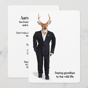 Invitation Cerf portant un smoking de mariage