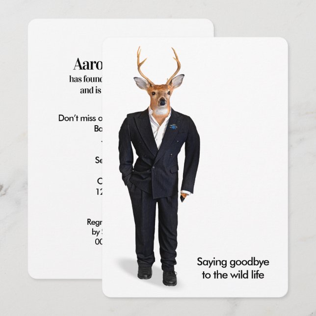 Invitation Cerf portant un smoking de mariage (Devant / Derrière)