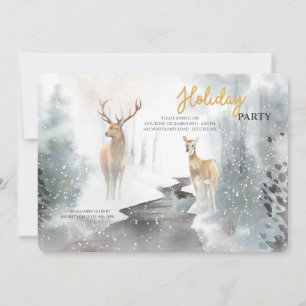 Invitation Cerfs dans la neige hivernale