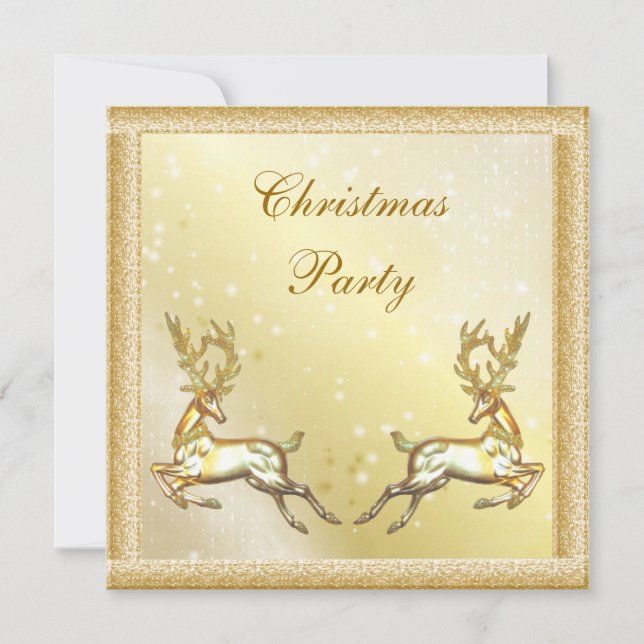 Invitation Cerfs dorés élégants Fête de Noël chic (Devant)