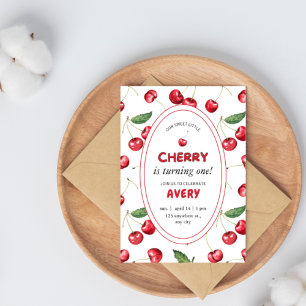 Invitation Cerise 1er anniversaire fête Anniversaire