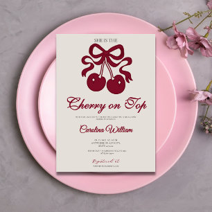 Invitation Cerise bourguignonne sur le baby shower avant supé