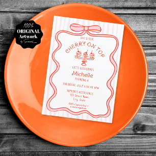 Invitation Cerise de la chèvre rose à la main sur le dessus F