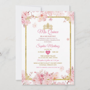 Invitation Cerise en fleurs Quinceanera Couronne d'anniversai