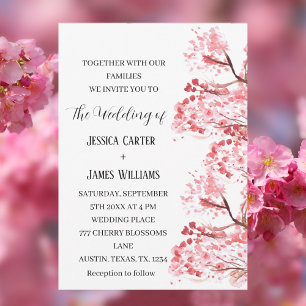 Invitation Cerise Fleur Sakura Aquarelle Mariage Floral