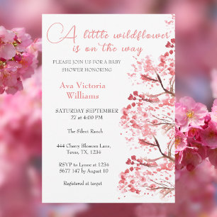 Invitation Cerise Fleur Un Petit Baby shower Fleur sauvage