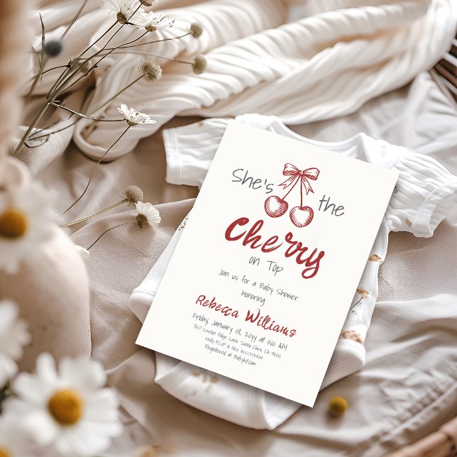 Invitation Cerise manuscrite sur le Baby shower de la femelle (Créateur téléchargé)