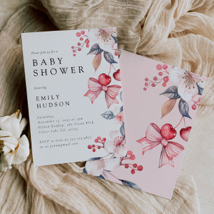 Invitation Cerise sur le Baby shower de coquette de la boîte