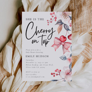 Invitation Cerise sur le Baby shower de coquette de la cornei