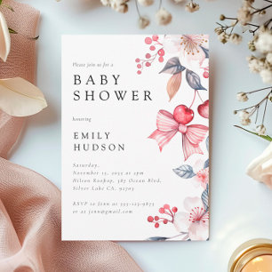 Invitation Cerise sur le Baby shower de coquette de la cornei