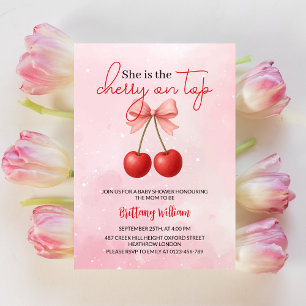 Invitation Cerise sur le Baby shower de fille rose supérieur