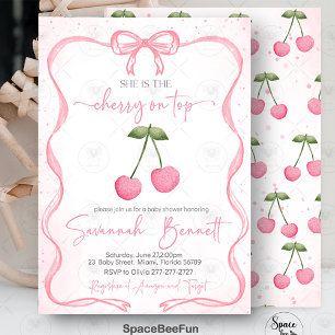 Invitation Cerise sur le Baby shower supérieur Bow