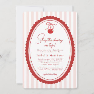 Invitation Cerise sur le dessus Coquette à nœud rose Baby Sho