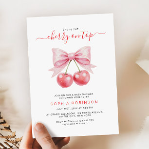 Invitation Cerise sur le dessus Coquette Baby shower de fille