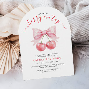 Invitation Cerise sur le dessus Coquette fille Baby shower Ar