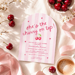 Invitation Cerise sur le dessus de la Fête Prénatale Coquette