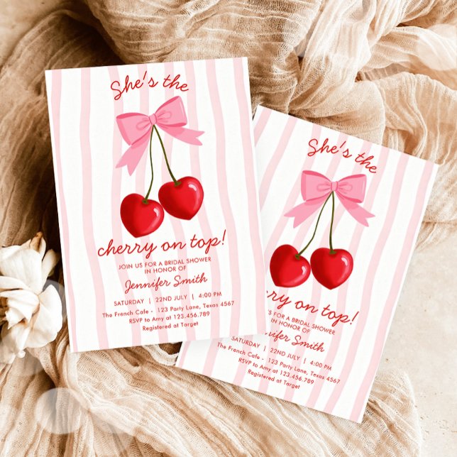 Invitation Cerise sur le dessus de la Mariée Cute Rose Bow (Créateur téléchargé)