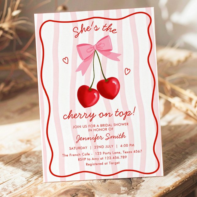 Invitation Cerise sur le dessus de la Mariée Cute Rose Bow (Créateur téléchargé)