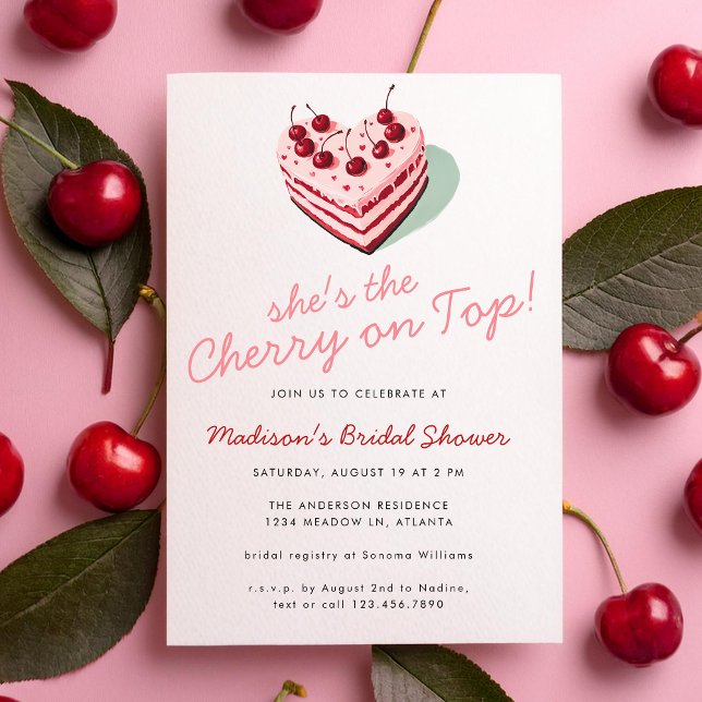 Invitation Cerise sur le dessus Fête des mariées de gâteau de (Créateur téléchargé)
