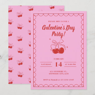 Invitation Cerise sur le dessus Galentine's Day rose
