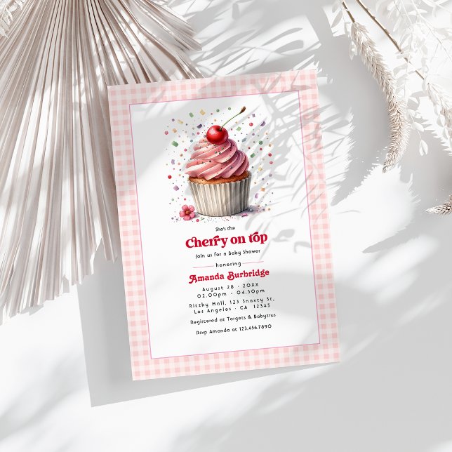 Invitation Cerise sur le Gâteau Baby Shower (Cherry On Top Baby Shower Invitation)