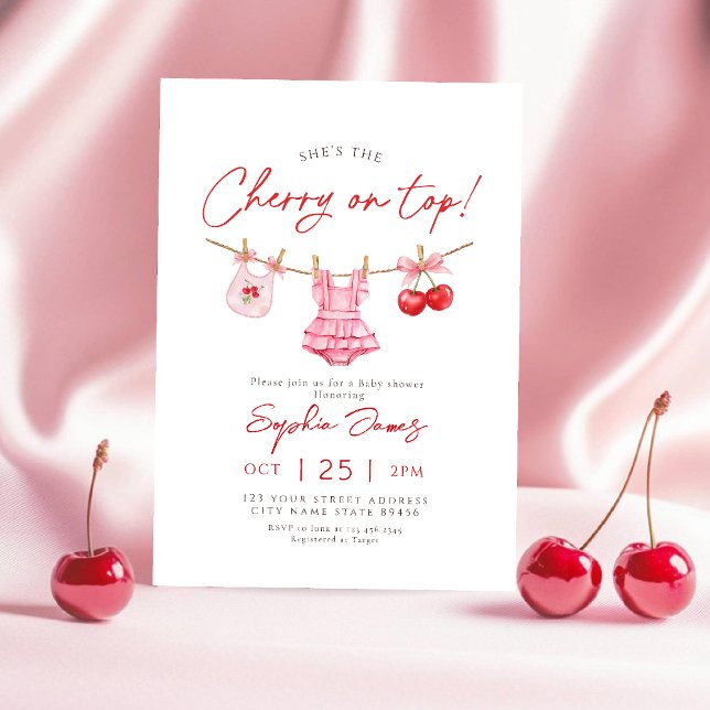 Invitation Cerise sur le gâteau Baby Shower (Créateur téléchargé)
