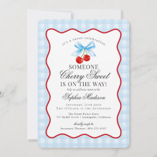Invitation Cerise Sweet Bleu Coquette Bow En vichy Baby showe