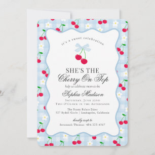 Invitation Cerise Sweet Bleu Coquette Bow En vichy Baby showe