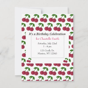 Invitation Cerises d'anniversaire d'été